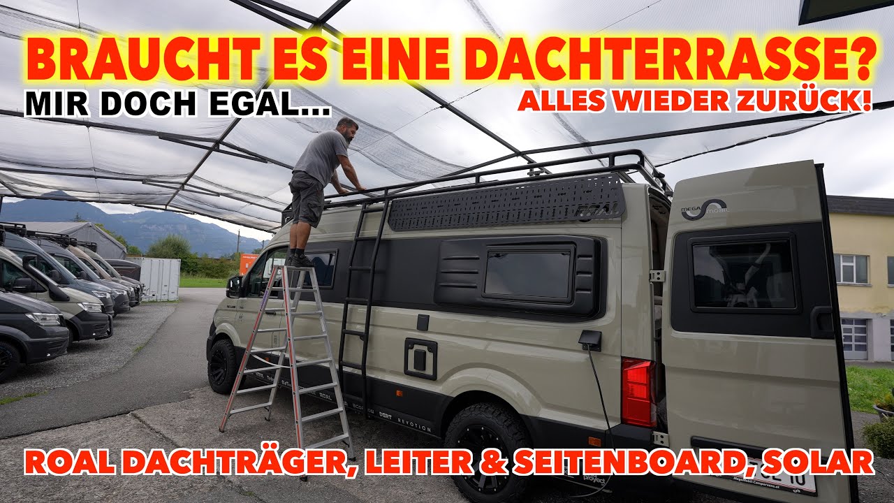 #1252 Rückfahrt MegaMobil, ROAL Dachträger, Seitenleiter, Solar, Dachnutzung & Dachterrasse