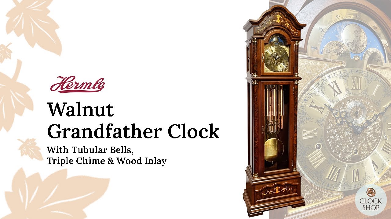 206cm Walnut Grandfather Clock With Tubular Bells, Triple Chime & Wood Inlay By Hermle