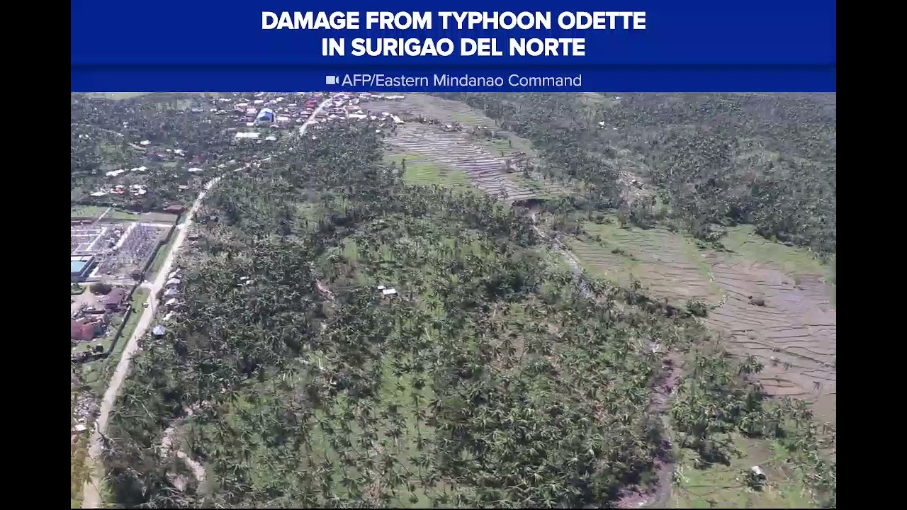 Damage from Typhoon Odette in Surigao Del Norte