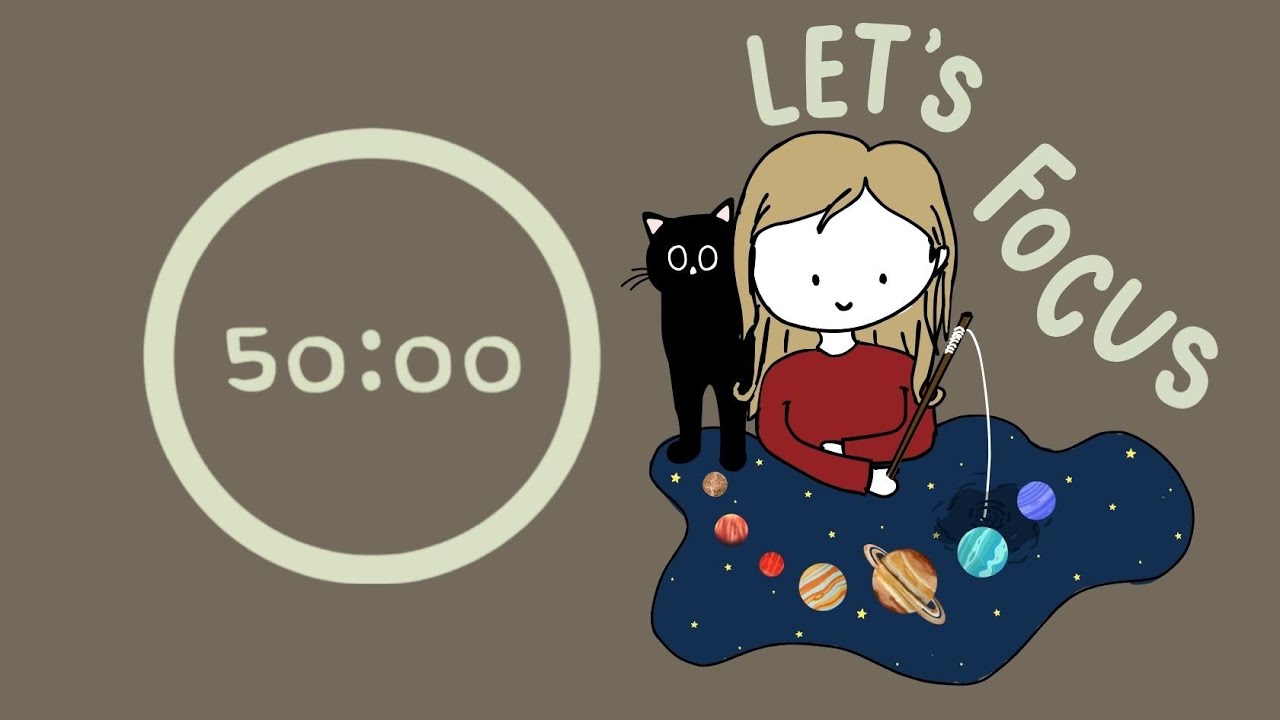 Помодоро таймер 3x50 (3 часа) СДВГ давайте сосредоточимся!  Lofi + белый шум ♡ #pomodoro #studywithm