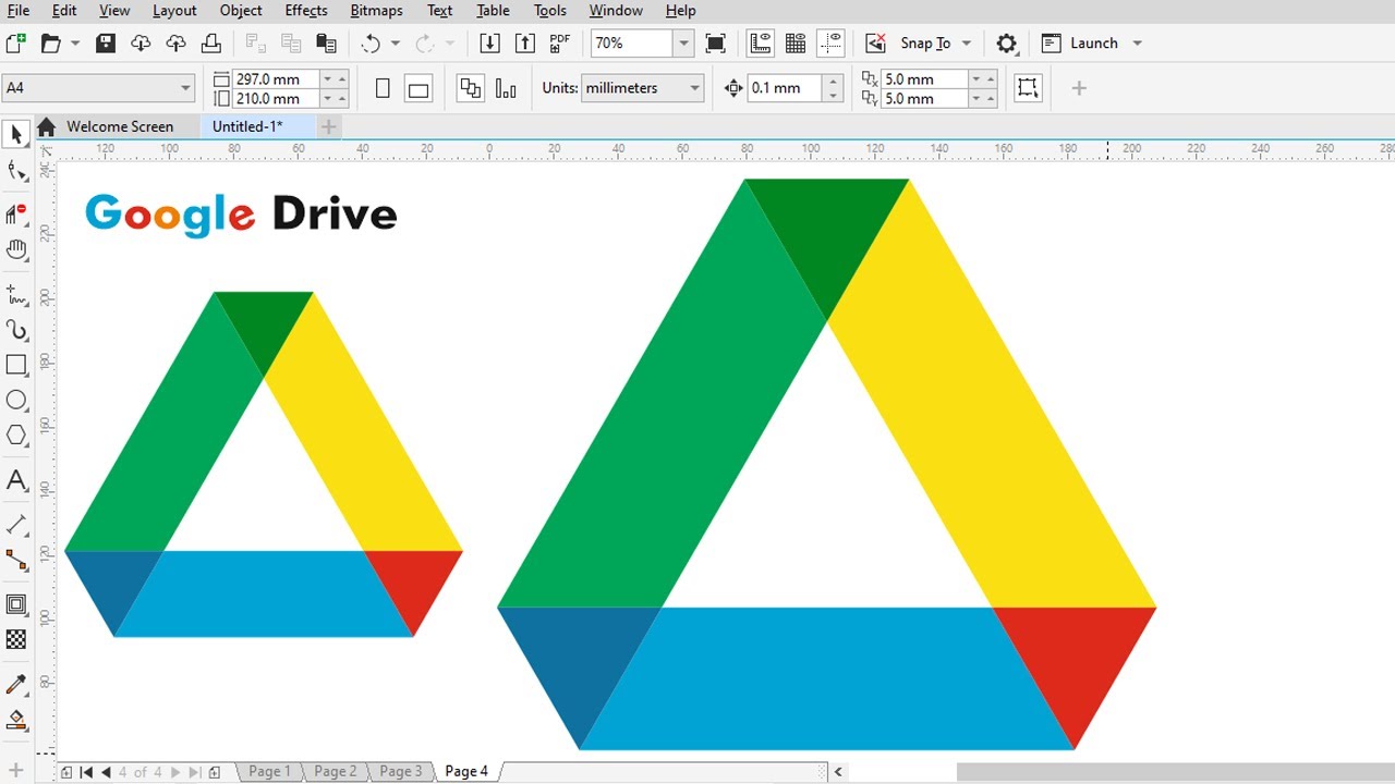 G Drive  ll 64 ll Google drive logo ll How to make a logo. CorelDraw tutorial ll