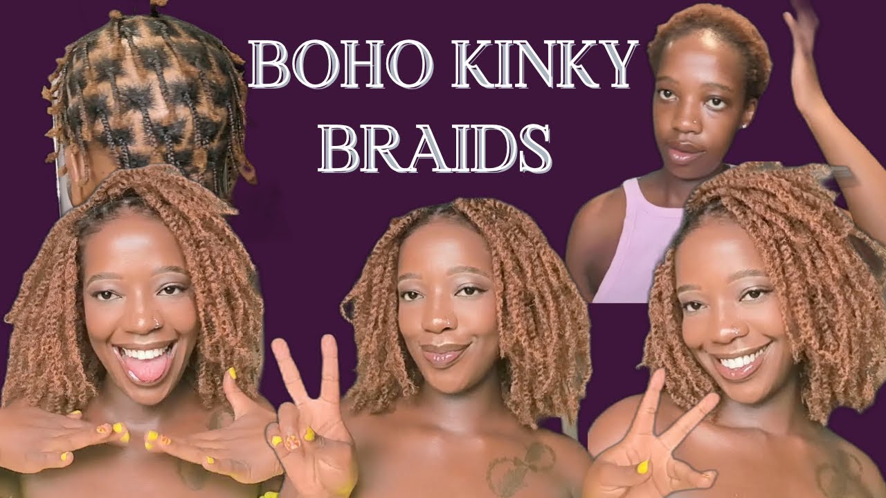 DIY Trending Kinky Boho Braids or Twist Tutorial on Short 4c Hair in color 30 (Brown)