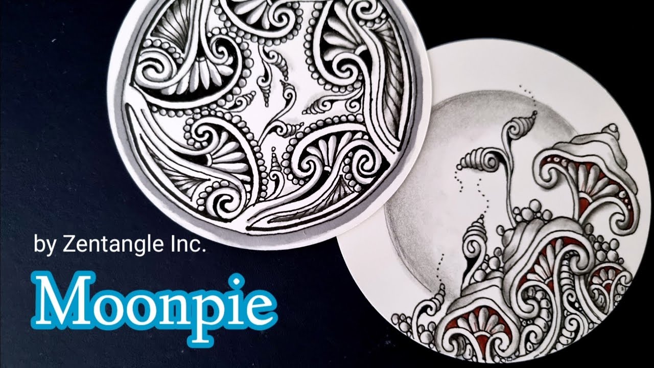 Inktober Tangles 2021/Day18/Moonpie