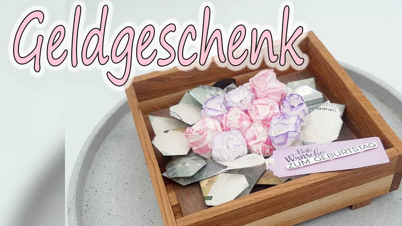 Blumenkranz Geldgeschenk im Klötzchenrahmen