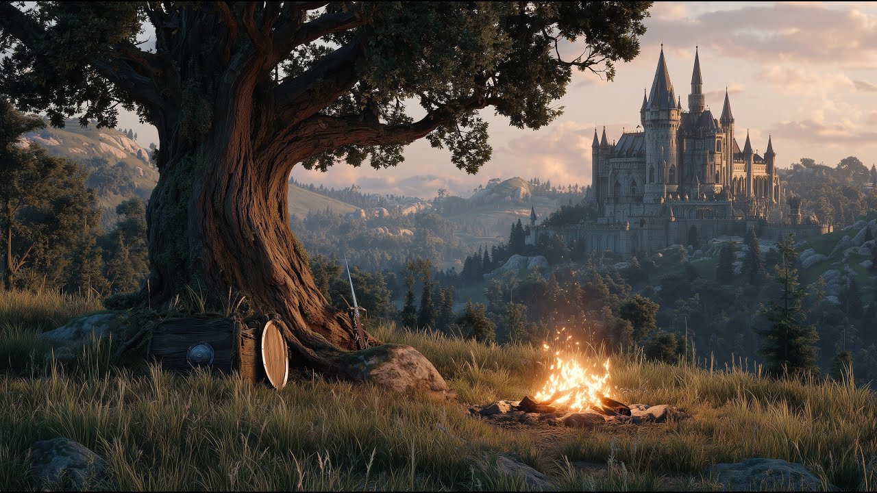 A Knight's Campground ⚔️ Relaxing Medieval Ambience (3 Hours, 4K)