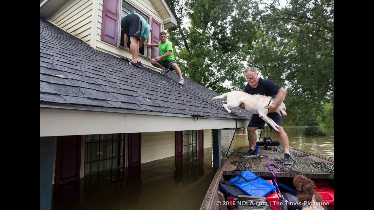 Water rescue in East Baton Rouge Parish by off-duty Lafourche Sheriff deputies after historic floods