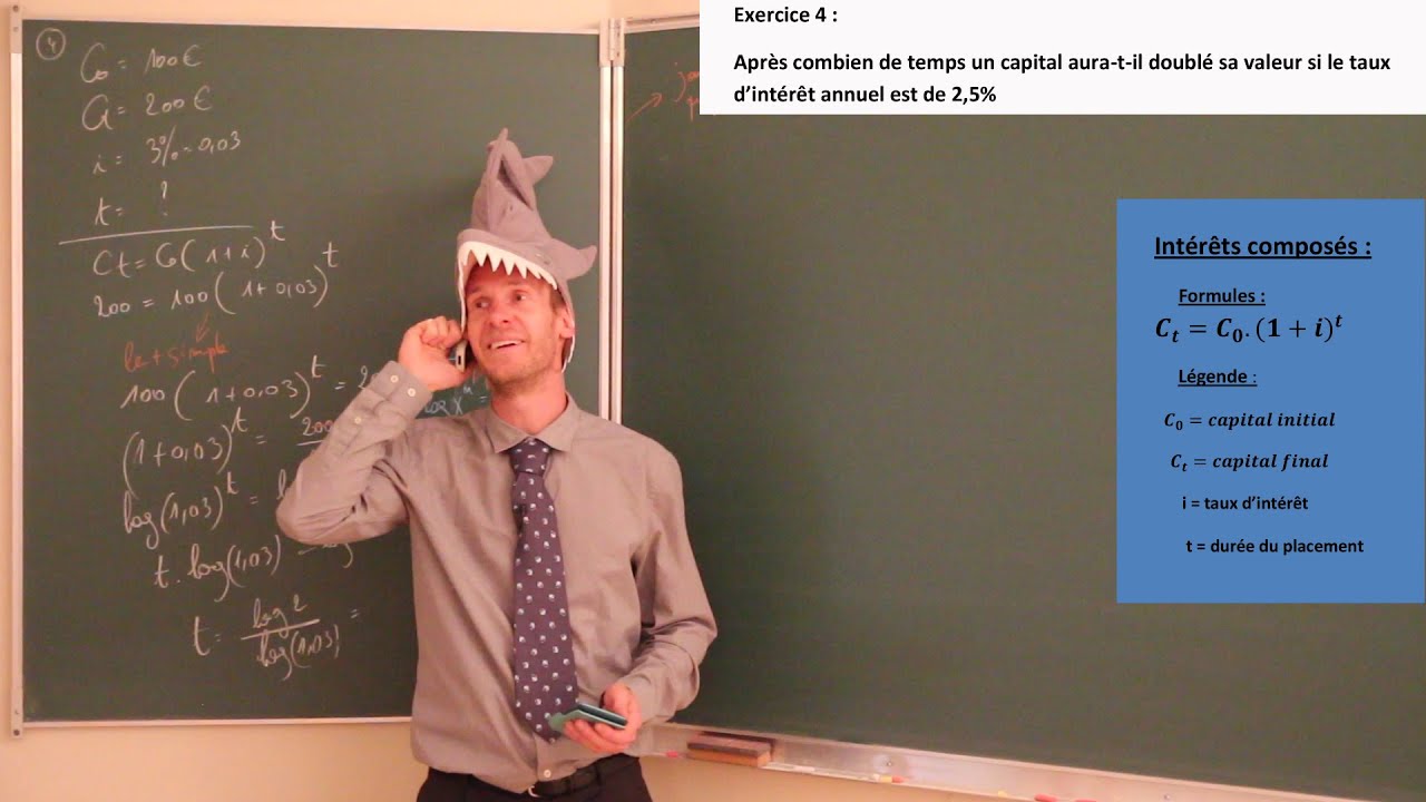 Intérêts composés - Formule - Mise en évidence - suite géométrique - Logarithme - math financière