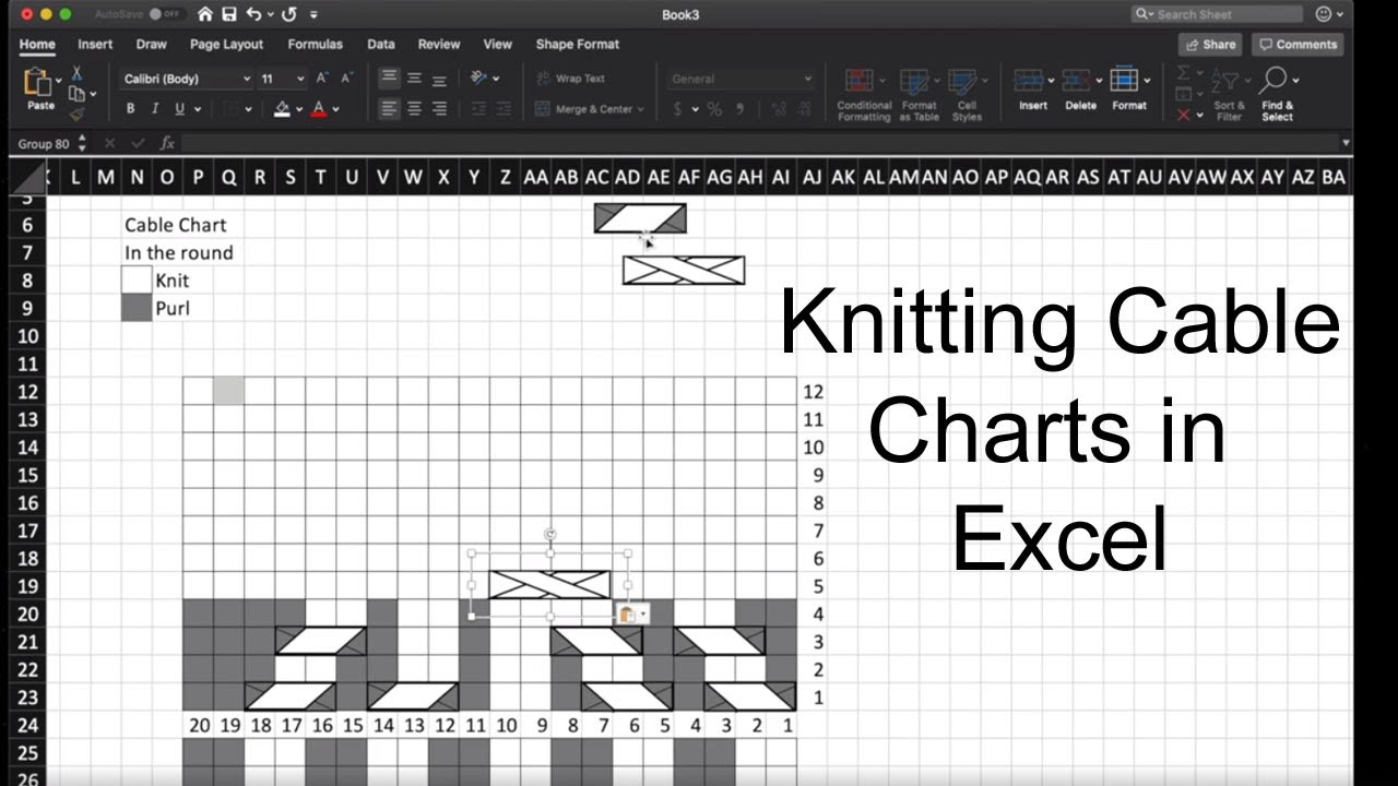 Как создать схему вязания кос в Excel | Пошаговое руководство | Knitting House Square
