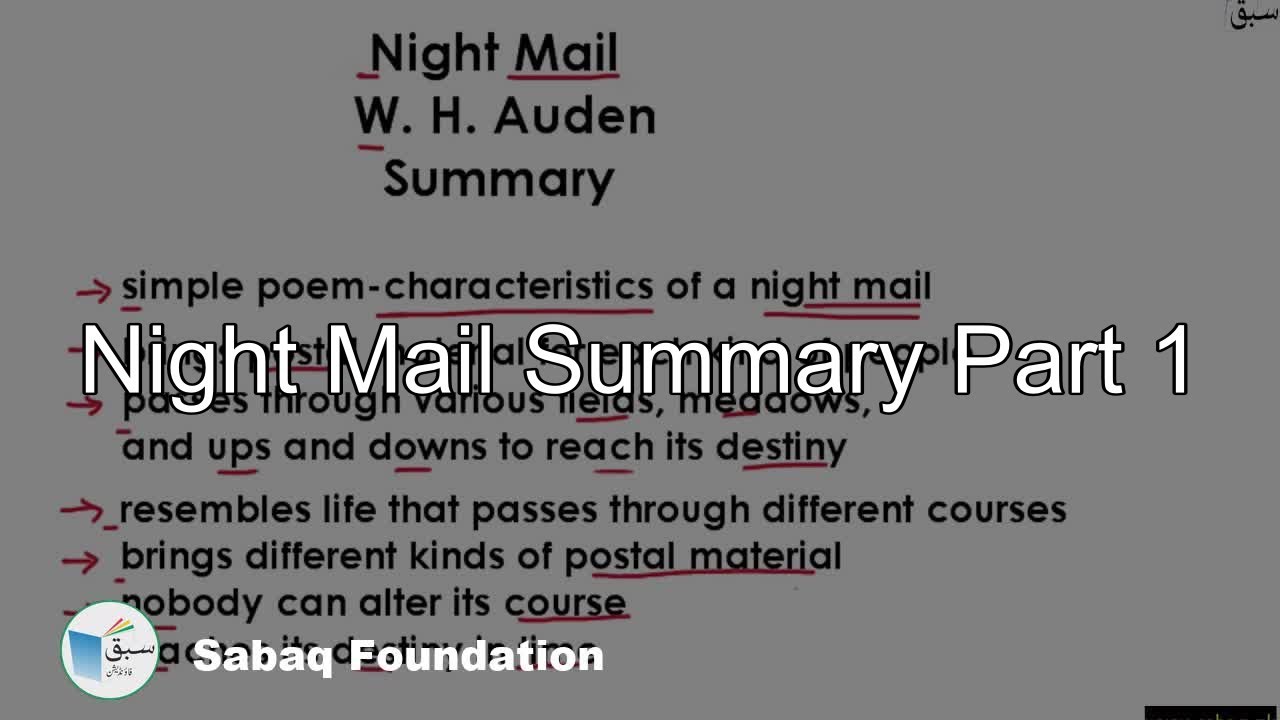 Night Mail Summary Part 1, English Lecture | Sabaq.pk