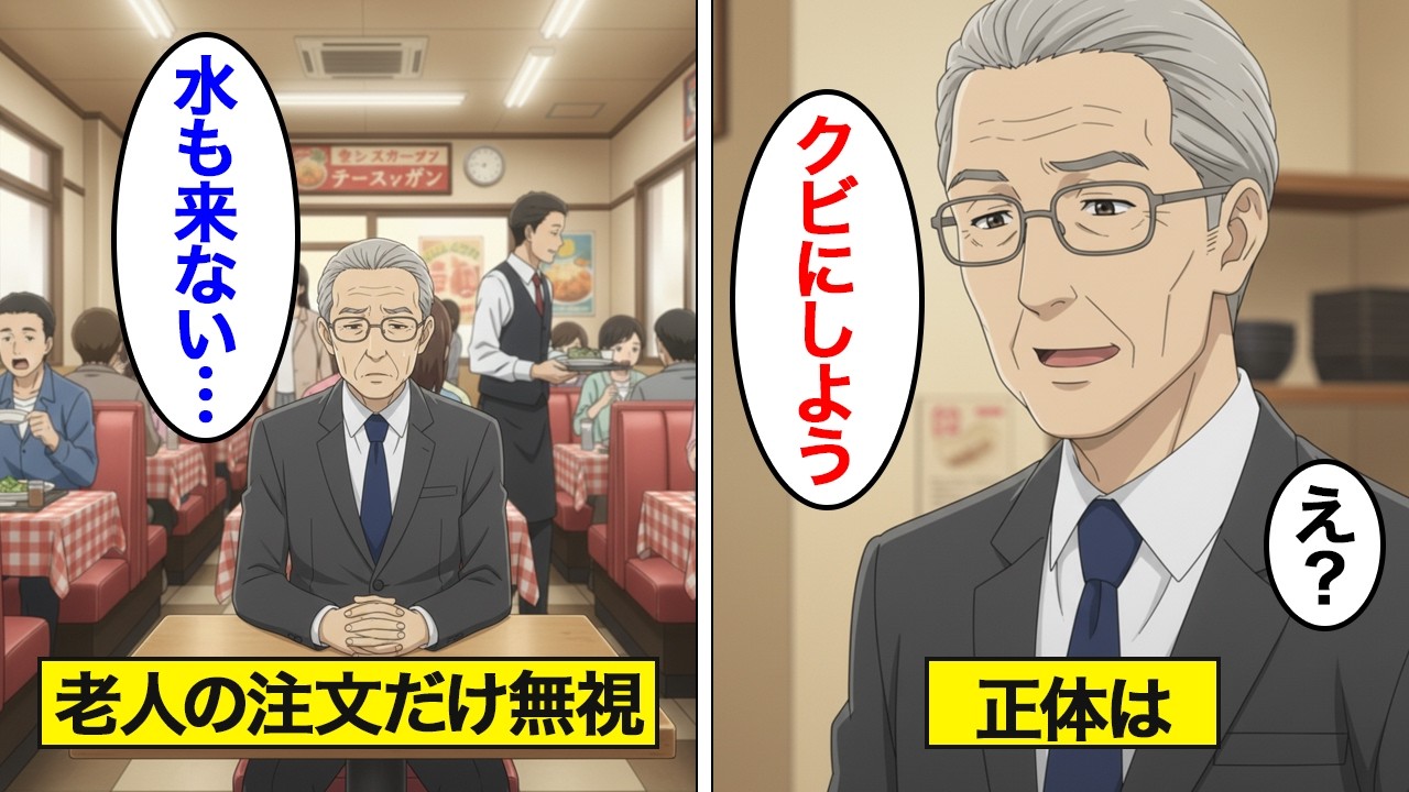 【漫画】ファミレスで老人の注文を無視し続けた男の末路。【スカッと】