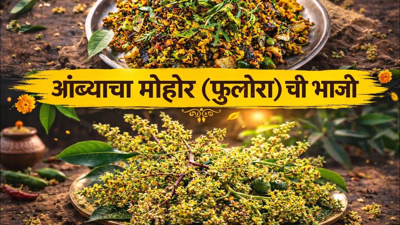 विदर्भ स्पेशल अंब्याच्या फुलोऱ्याची भाजी🥭🌿Unique Mango Blossom Traditional Maharashtrian Recipe
