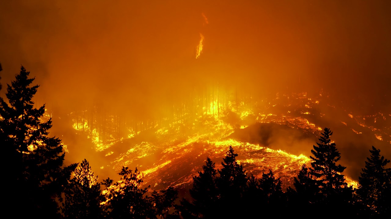 STUNNING 4K Footage of Oregon Interstate 5 Milepost 97 Wildfire