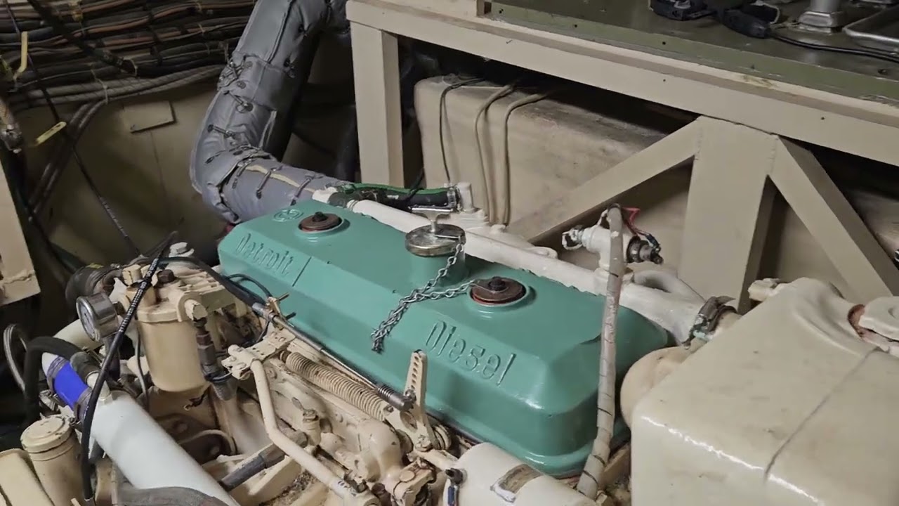 Turtle IV,  Hatteras LRC hull number one, main engines cold start