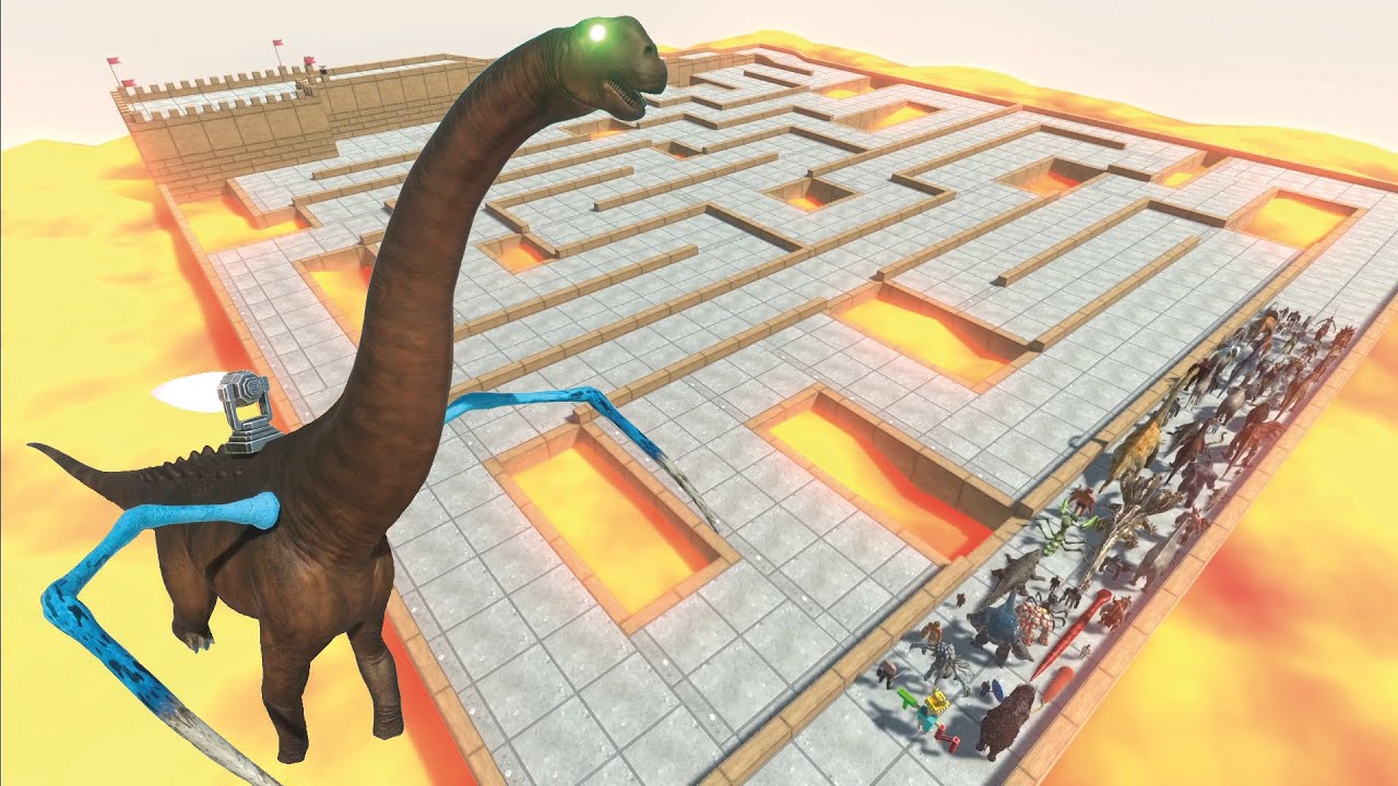 ESCAPE FROM ALIEN DREADNOUGHTUS - LAVA MAZE COURSE - Animal Revolt Battle Simulator