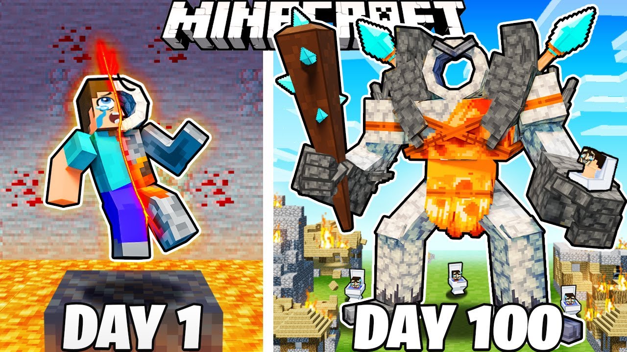 Я выжил 100 дней, будучи ПЕРВЫМ ТИТАНОМ в Minecraft!