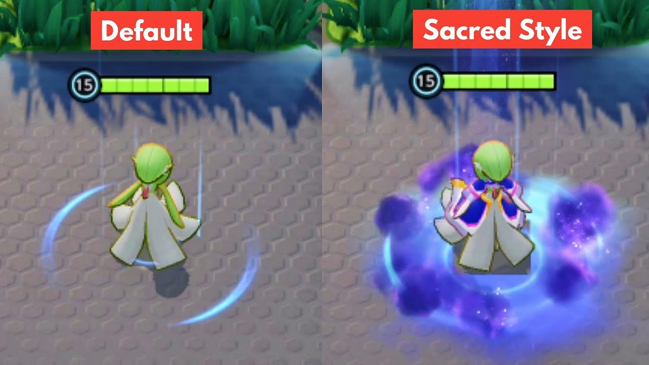 Gardevoir Default VS Sacred Style Holowear comparison - Pokémon Unite
