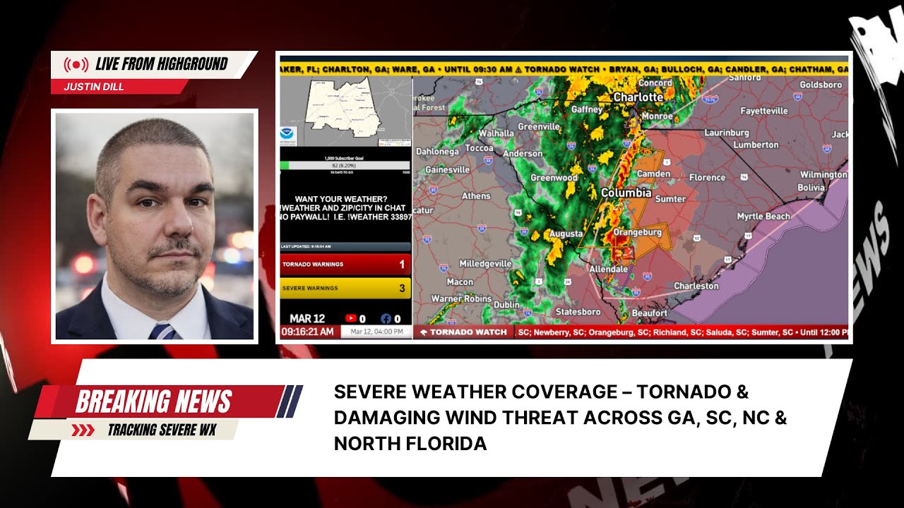 Tornado Threat Tracking LIVE | GA SC NC FL Storms