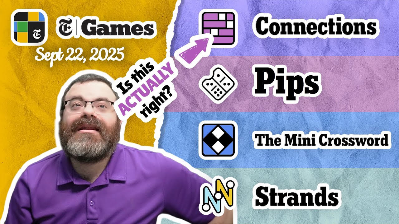 NYT Connections, Pips, Mini Crossword, and Strands | Sept 22, 2025