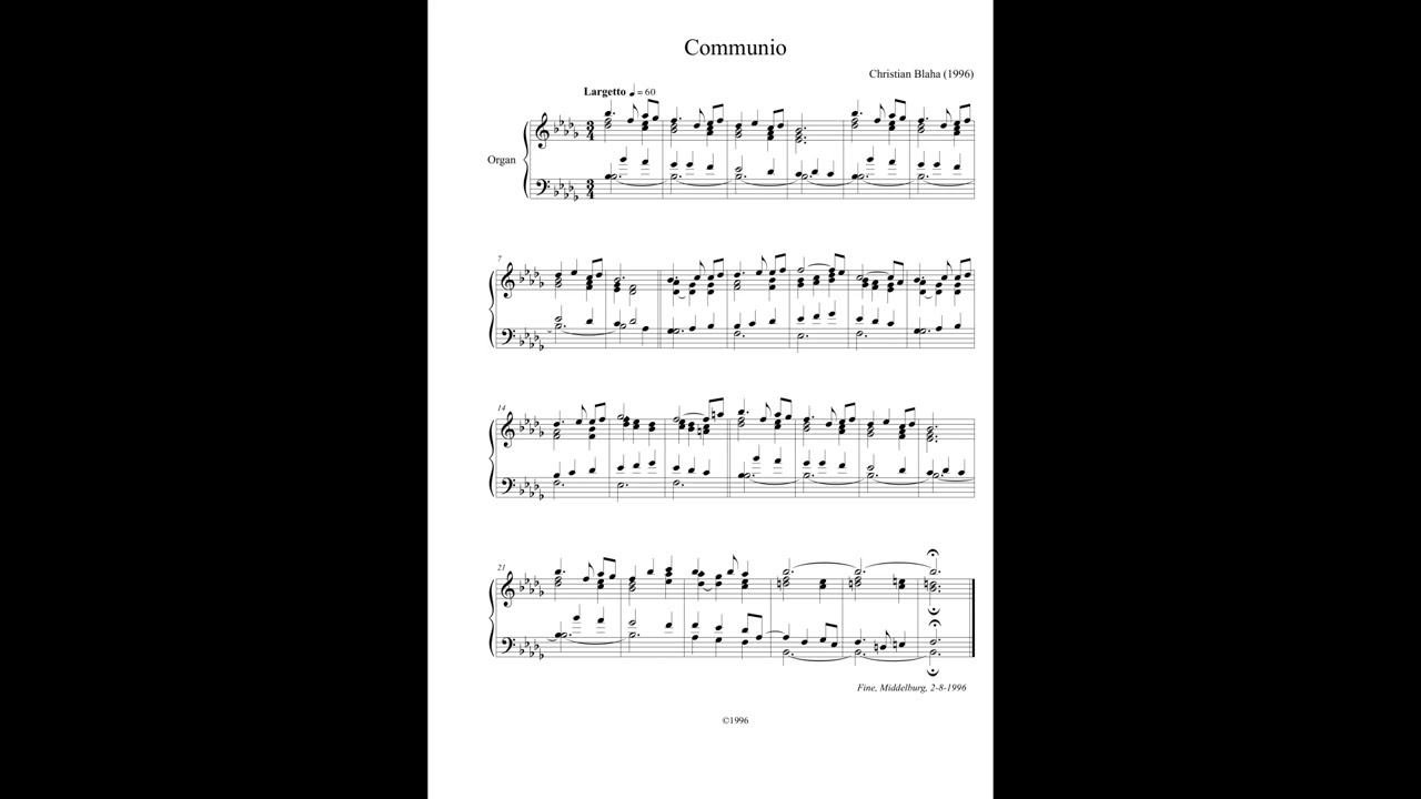COMMUNIO - for organ/keyboard-instrument | CHRISTIAN BLAHA (1996)