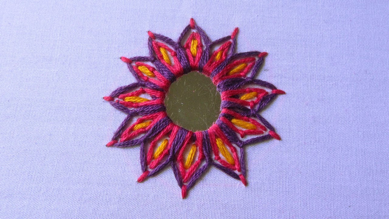 Hand Embroidery | Mirror Work Stitch | Shisha Work | Hand Embroidery Designs #20