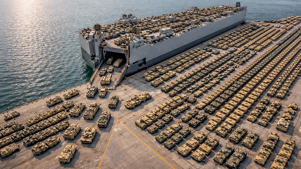 U.S. Military Transports Thousands of Massive War Vehicles by Sea in Large-Scale Deployment