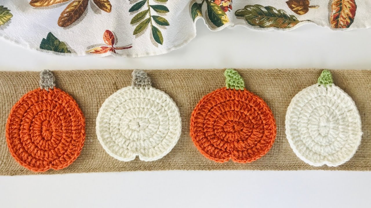 CROCHET PUMPKIN COASTER PATTERN - How to Crochet an Easy Pumpkin Applique