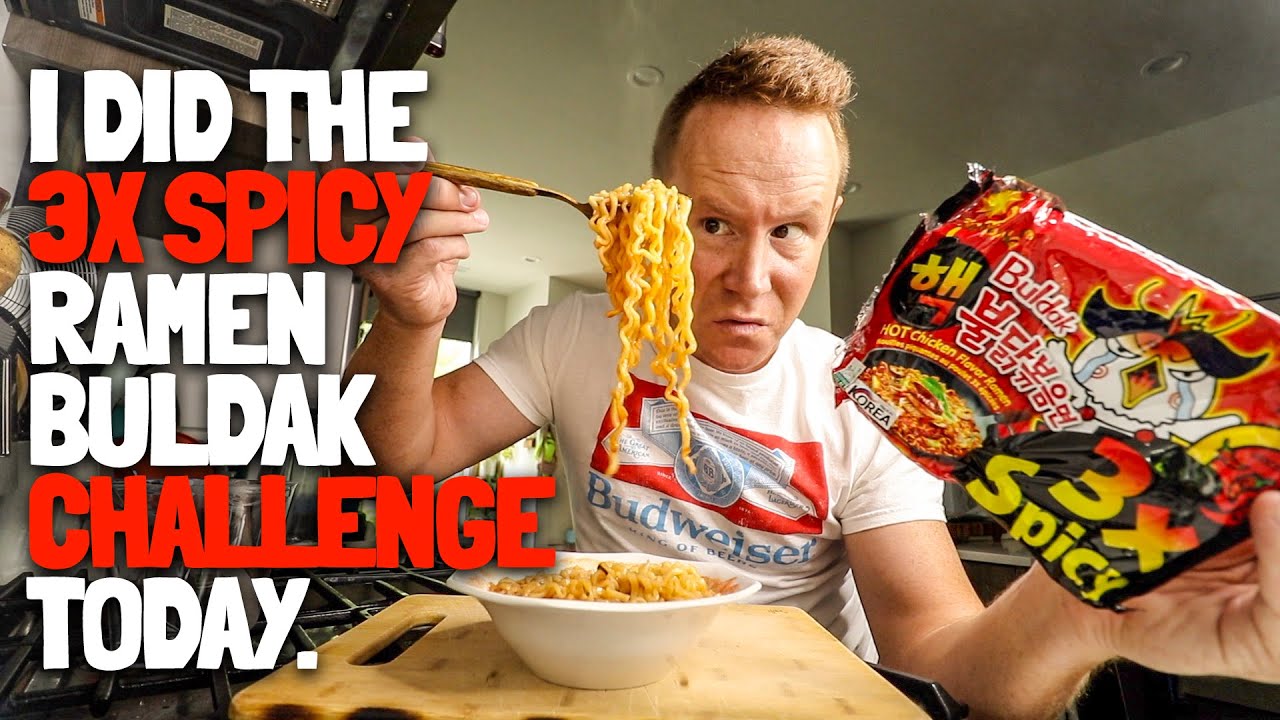 I did the 3X Spicy Ramen Buldak Challenge. 🍜🥵