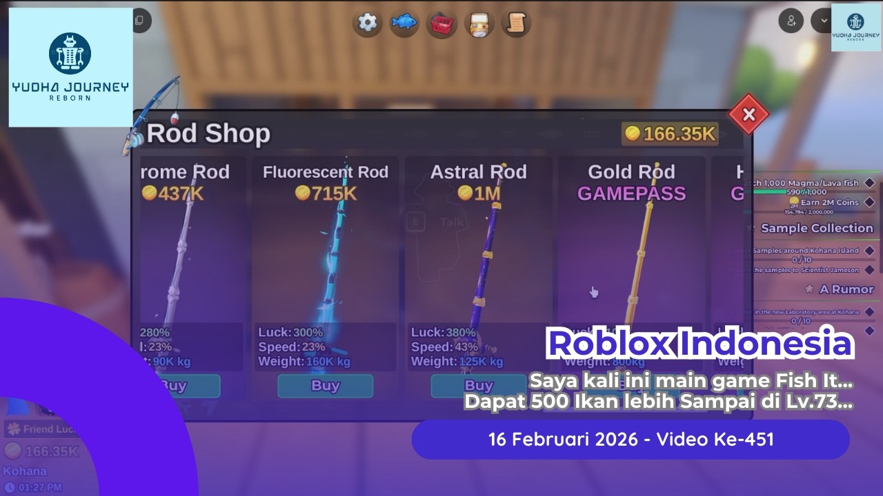 SAYA MANCING SAMPAI 500 IKAN DAN LEVEL UP KE-73 - Roblox Fish It