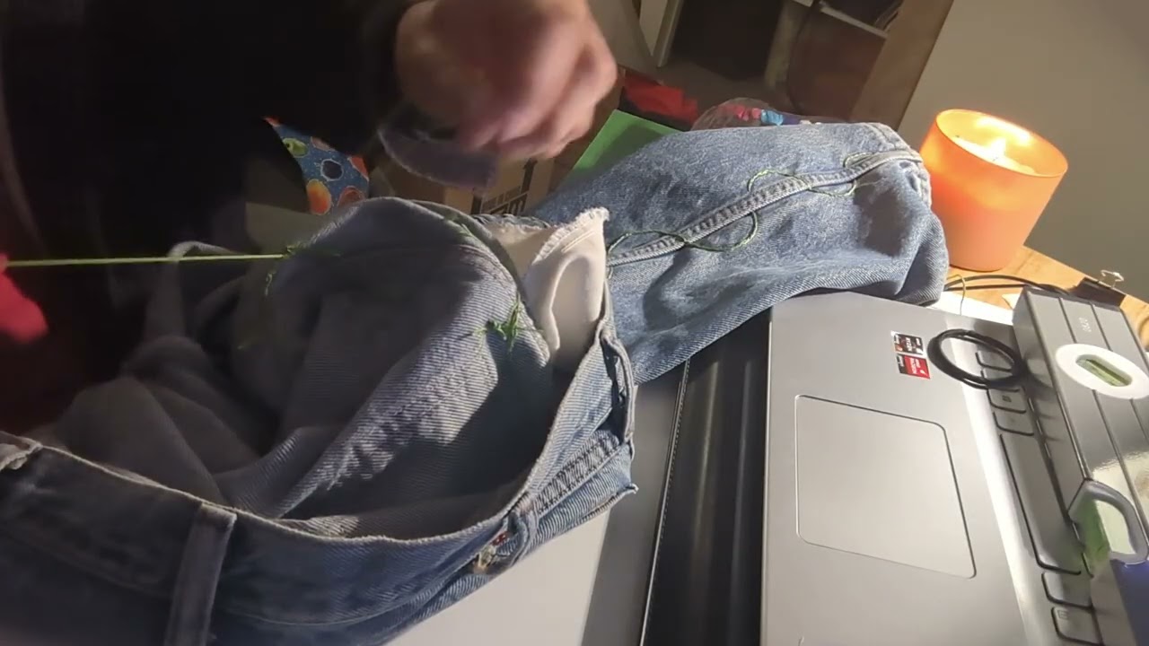 ASMR - Embroidering some pants