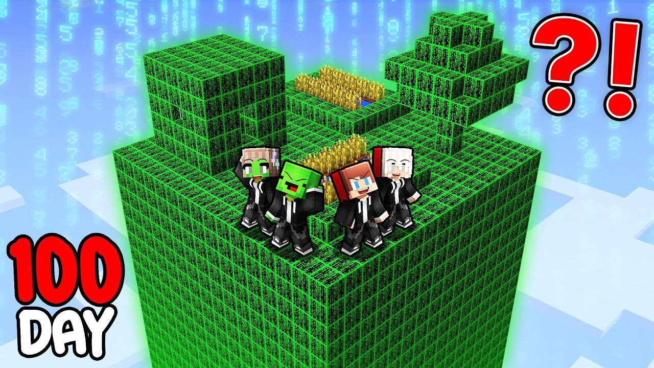 Mikey Family and JJ Family Survived 100 Days on a Hacker Chunk in Minecraft (Maizen)