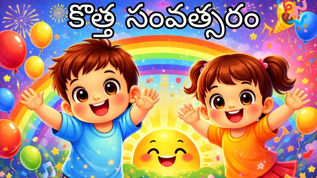 New Year Song for Kids in Telugu 🎊 | కొత్త సంవత్సరం పాట | Telugu Kids Melody