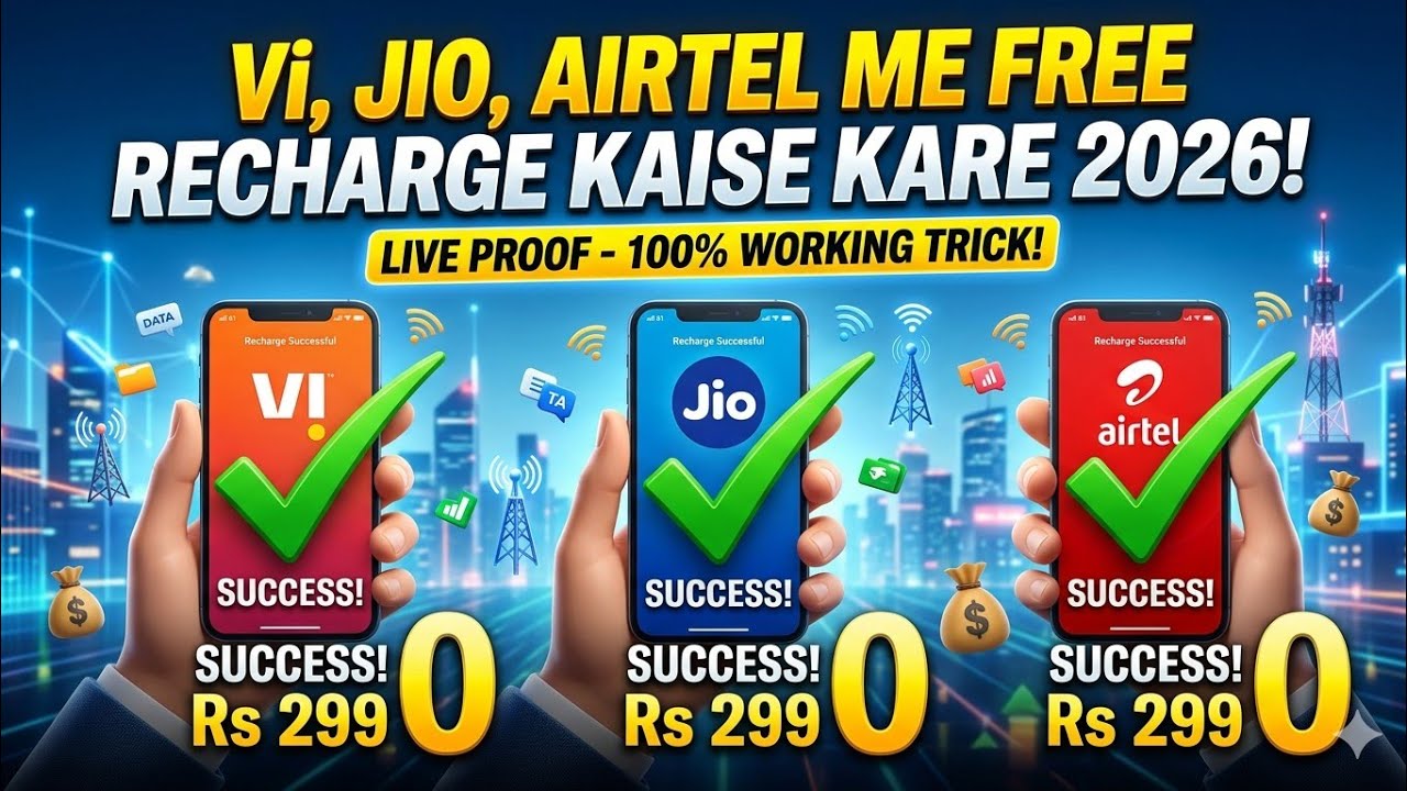 Vi Me Free Recharge Kaise Kare 2026 🤑 | Jio, Vi, Airtel Free Recharge New Trick (Live Proof) 