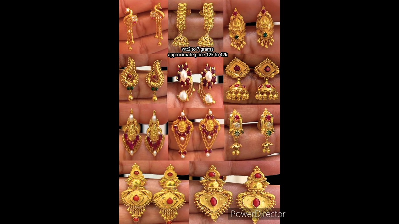 👆only 2 grams gold earrings designs/daily wear earrings/light weight earrings