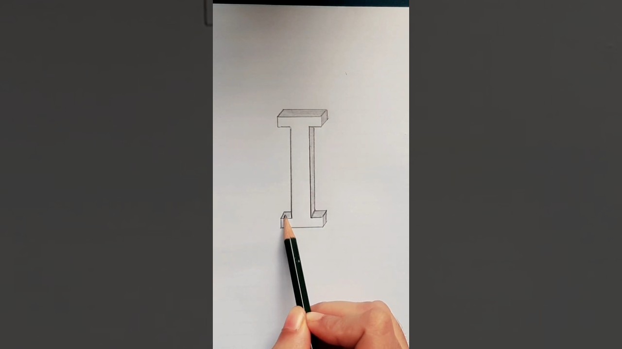 How to draw 3D letter I | 3D letters drawing| drawing with pencil | pencil sketch #3ddrawing #shorts
