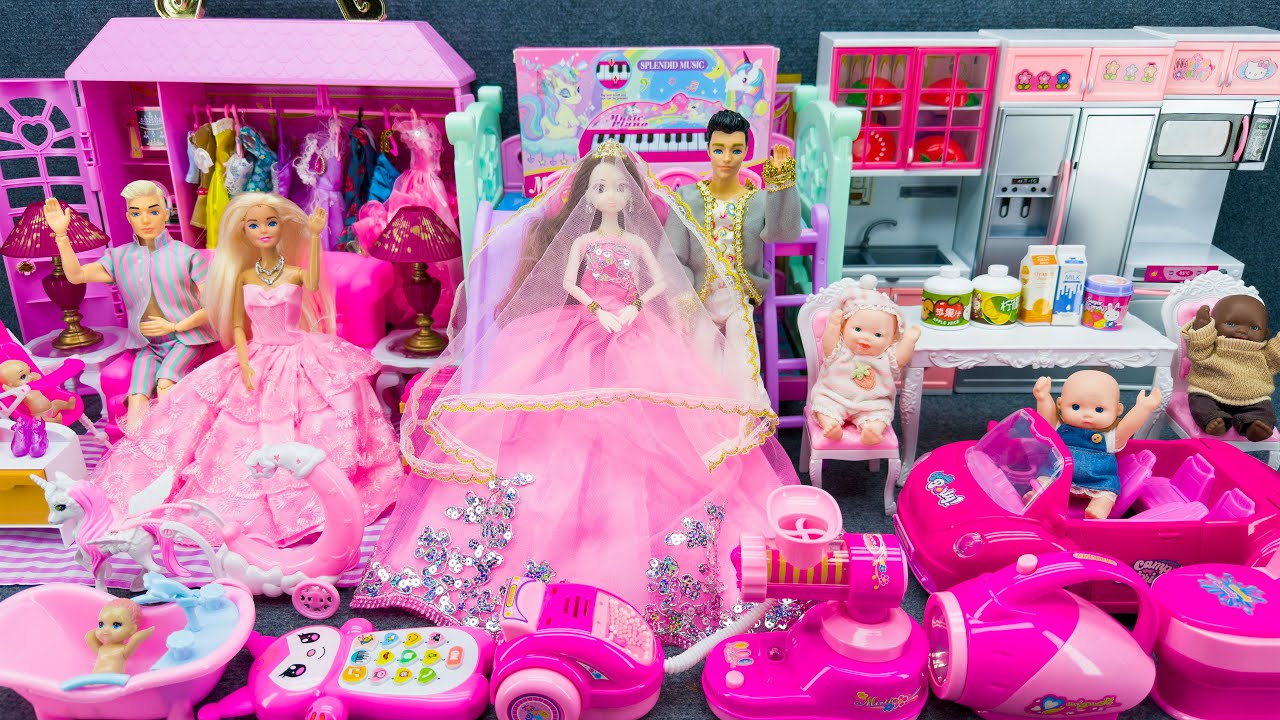 20 Minutes Satisfying Unboxing Super Royal Princess Furniture PlaySet, Barbie Doll Toy Review