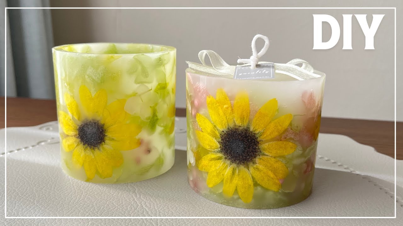 🌻【作業Vlog】ミニひまわりのボタニカルキャンドルとシーリングスタンプ作り/Making mini sunflower botanical candles and sealing stamps