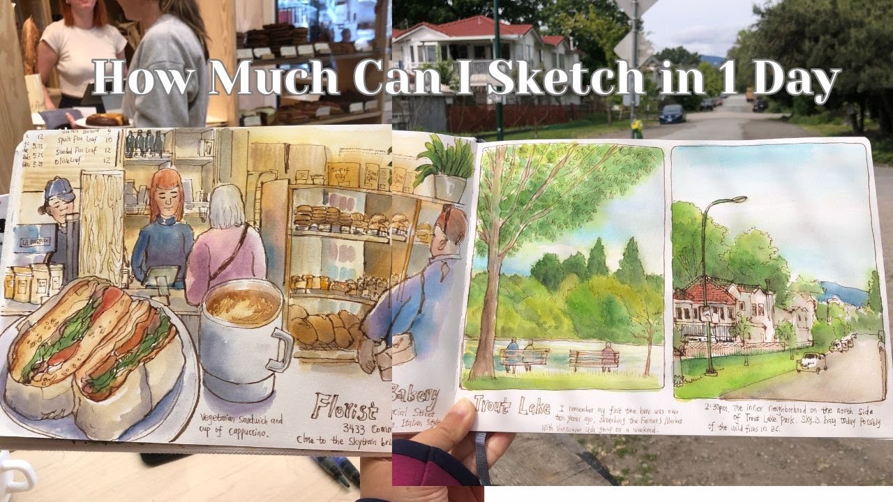 Pen and Watercolor Urban Sketching 🎨 My Day in Sketchbook Pages