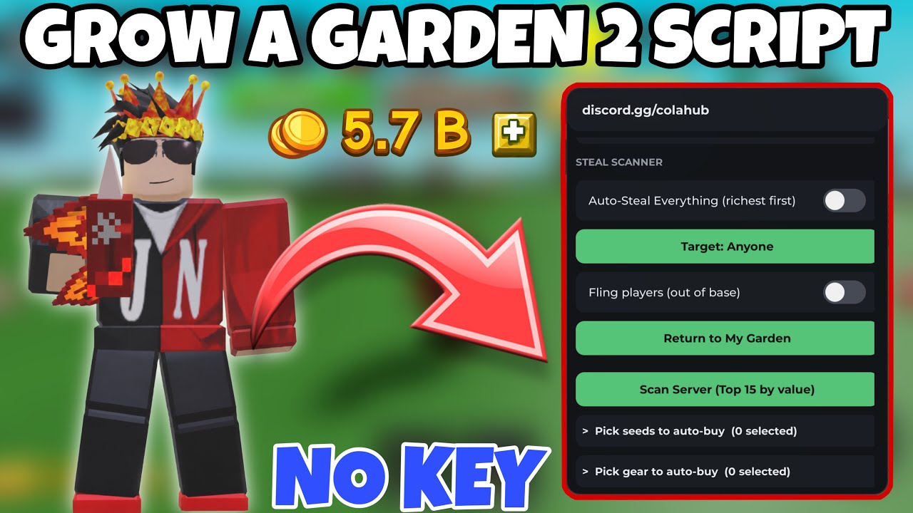 Скрипт для Grow A Garden 2 - БЕЗ КЛЮЧА | Автоматическая кража (100% рабочий), дублирование семян,...