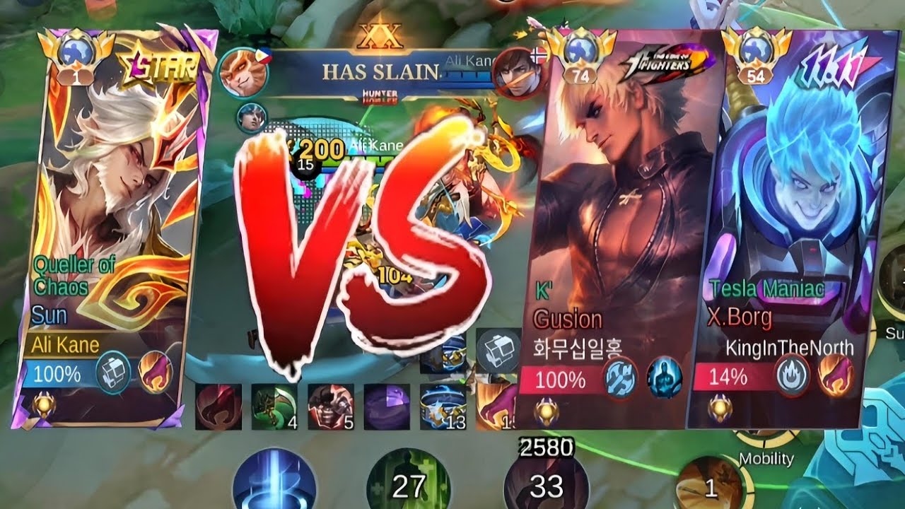 Top 1 global Sun vs Top global Gusion and X Borg in the match#Ali_Kane