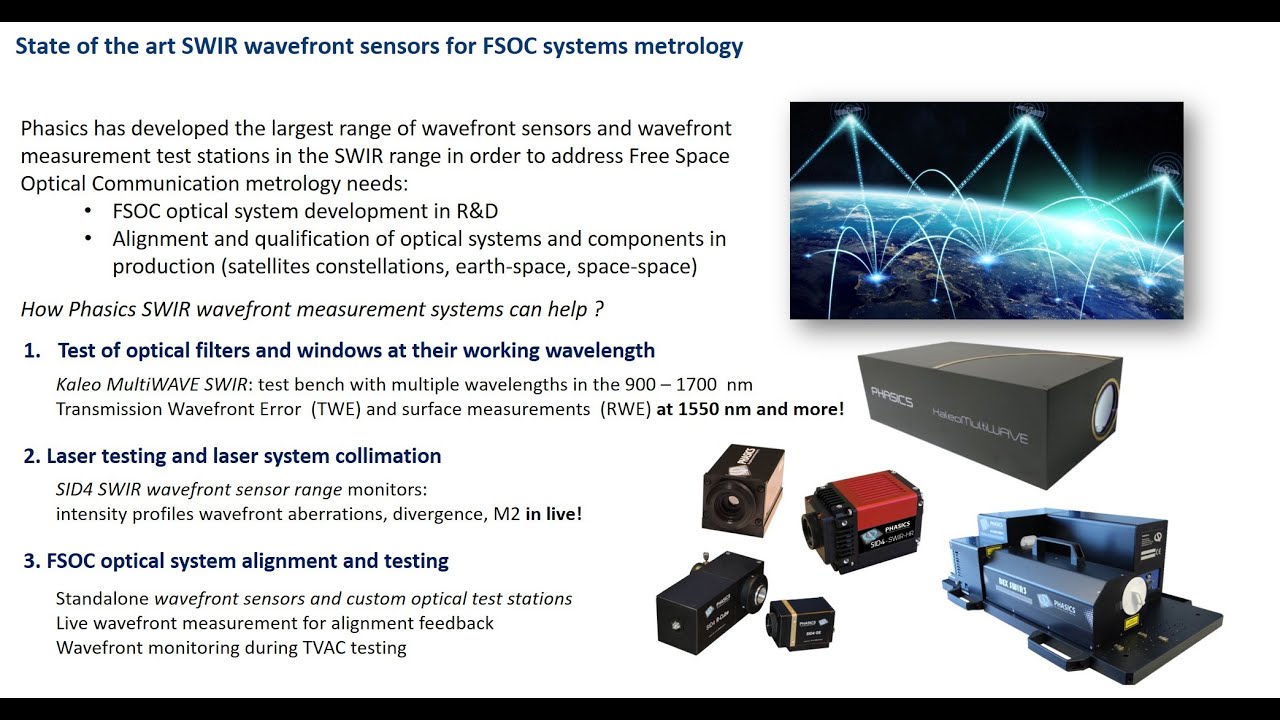 Phasics wavefront sensing solutions for Free Space Optical Communication application.