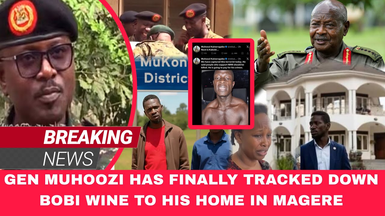 Breaking: Gen Muhoozi and Mu7 have finally tracked down Bobi Wine and taken him   Home in Magere