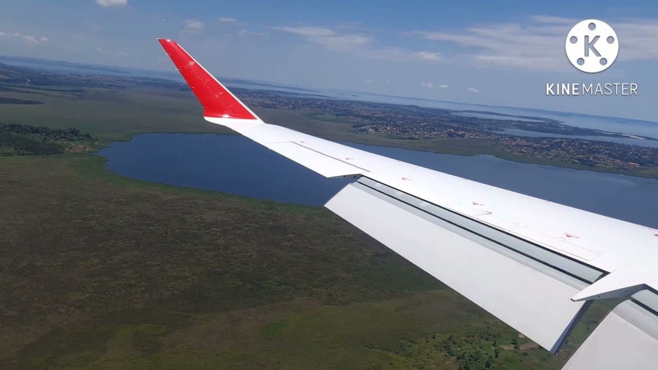 Entebbe International Airport Uganda landing, aerial/sky view, uganda kampala