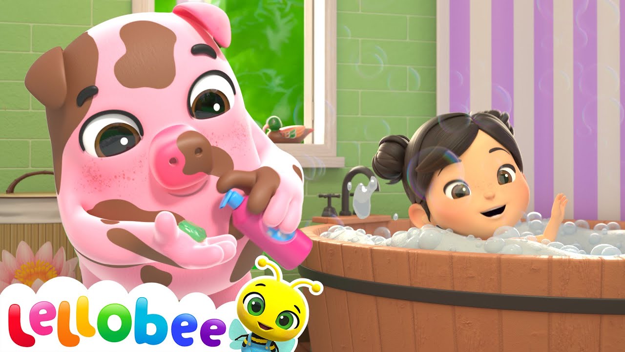 Bubbly Bath Party! 🛁 Ella & the Animals Get Clean! | 🌻Lellobee City Farm - Kids Playhouse Song Mix