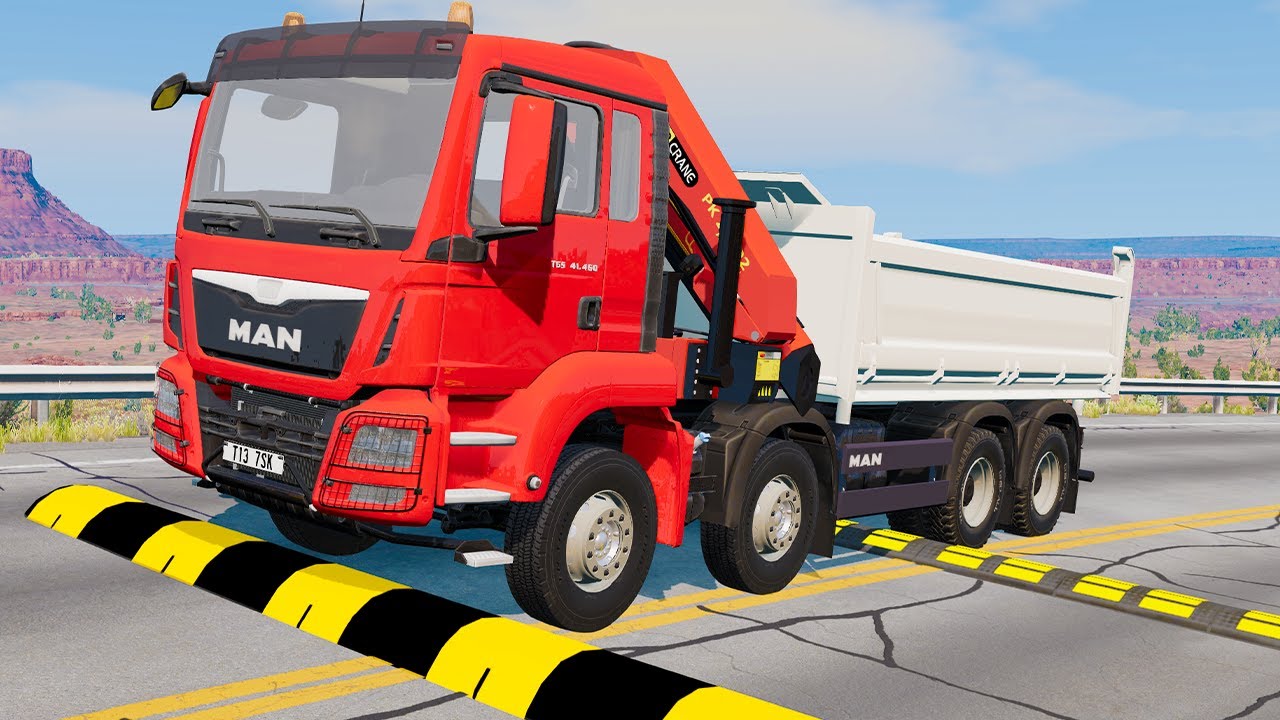 Trucks vs Speed Bumps SPECIAL #8 | BeamNG Drive - Long Video | Hyper Car