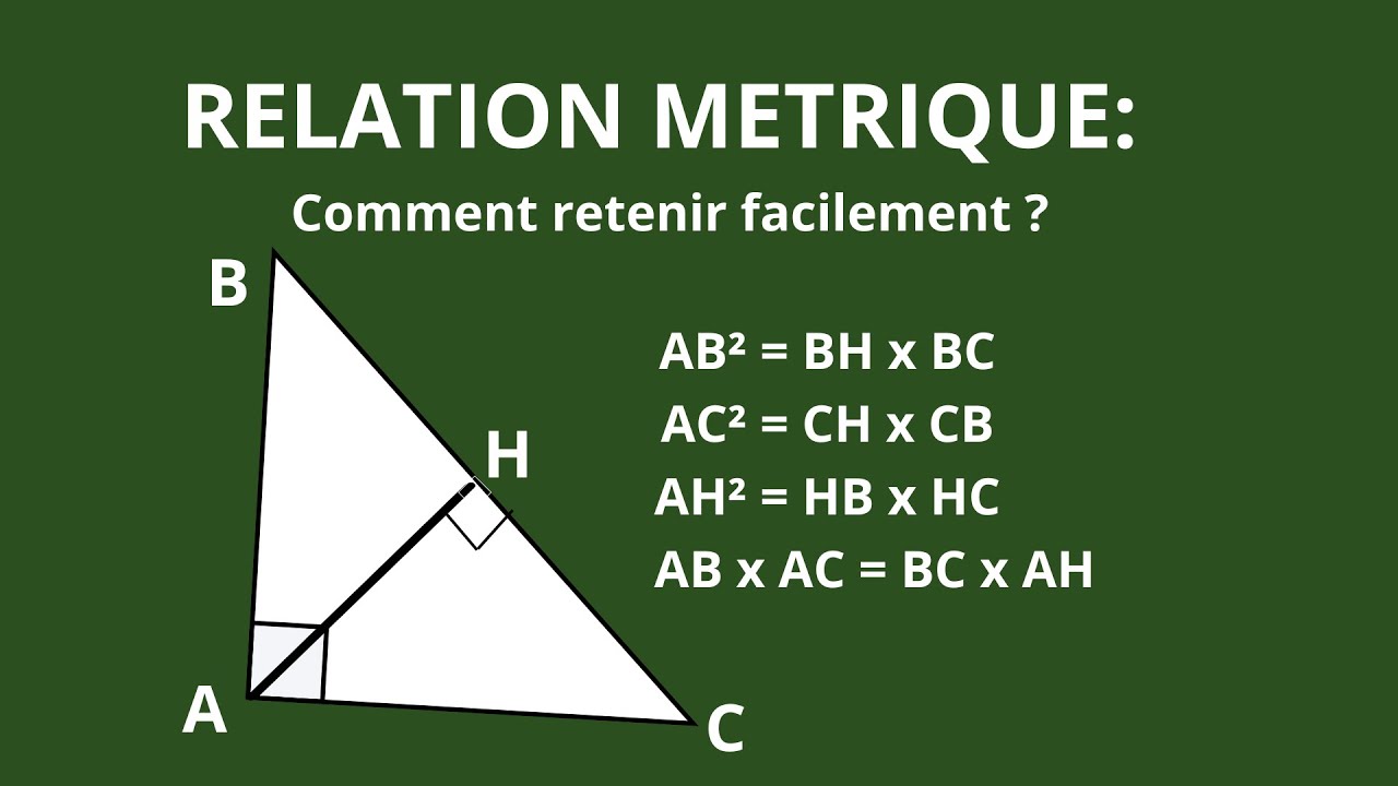 Relations métriques dans le triangle rectangle — Méthode simple et inoubliable