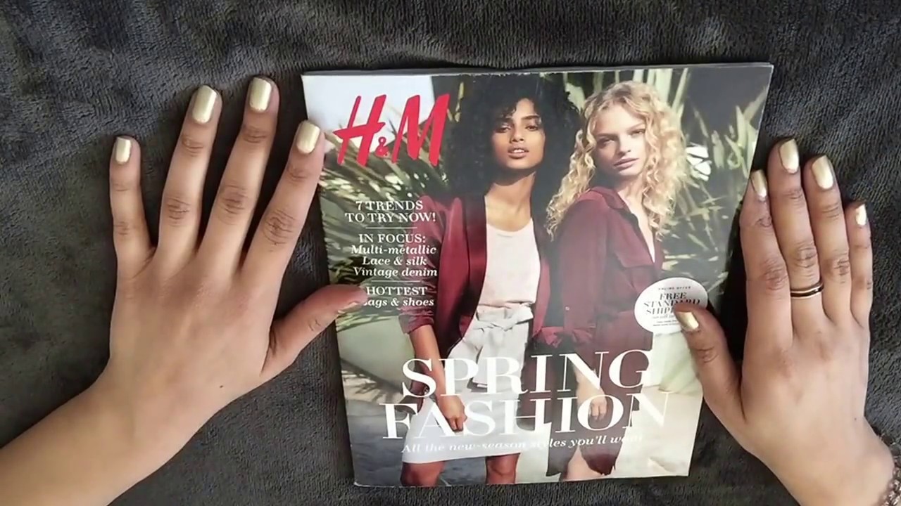 ASMR * Gum Chewing H&M Catalog / Magazine ( Whisper , Tapping , Page Turning )