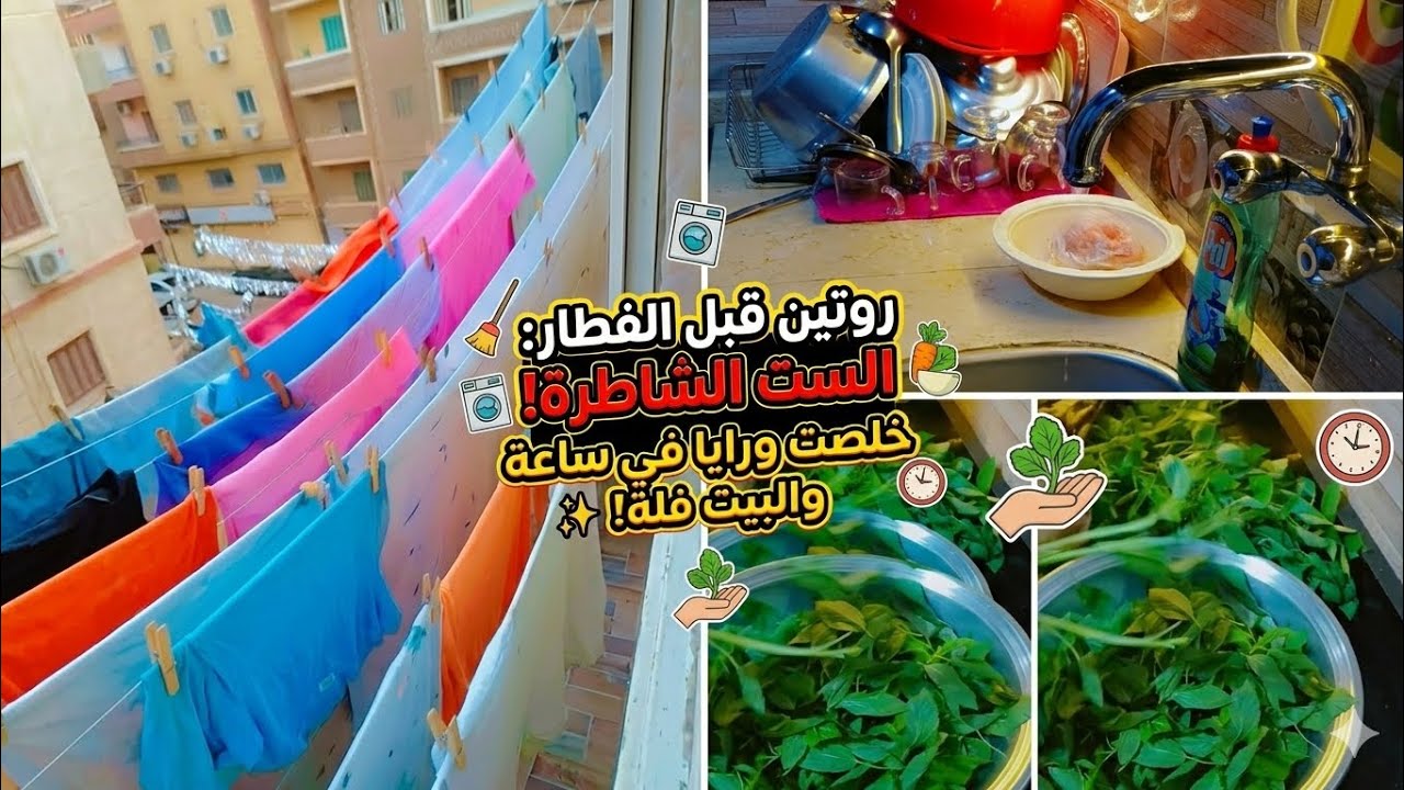 لو كسلانة قومي شوفي الروتين ده😍.. نظافة وترتيب ومشتريات قبل الفطار! 🧺❤