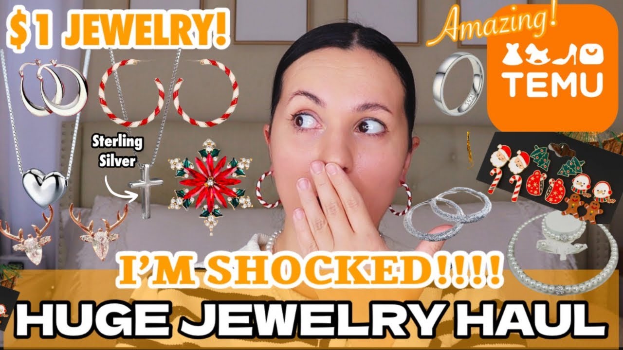 HUGE TEMU JEWELRY HAUL + Try On | Brand New $1 Christmas Jewelry Finds You NEED!!🎄