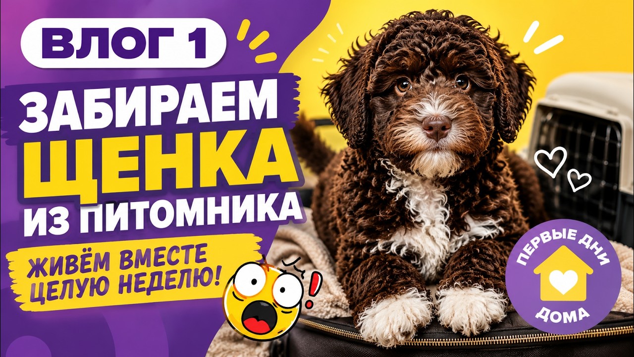 ЕДЕМ ЗА ЩЕНКОМ испанская водяная собака!  ЩЕНОК ПЕРВЫЕ ДНИ ДОМА