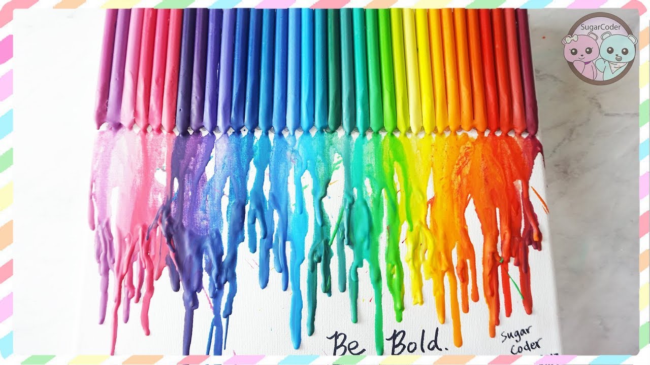 DIY CRAYON ART, RAINBOW MELTING CRAYONS ART